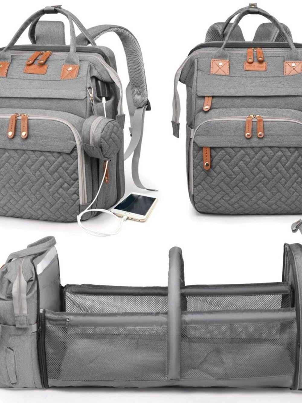 Baby Diaper Bag with Changing Station, Waterproof Diaper Bag Backpack for Moms